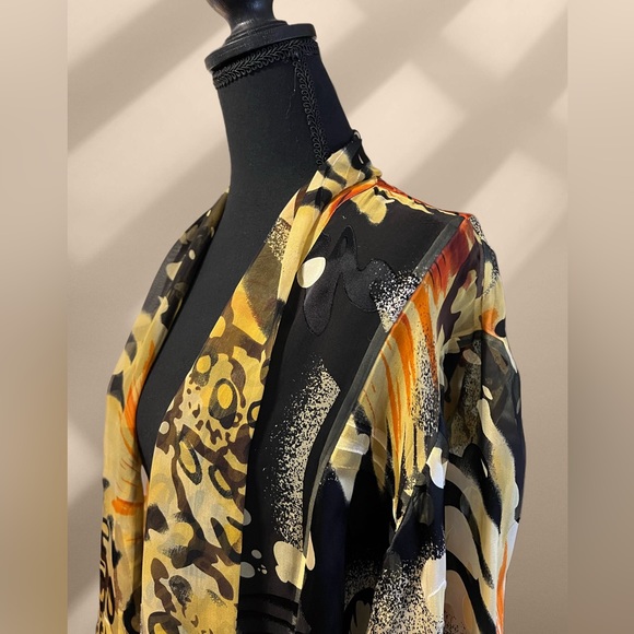 CHICO’S Silk Sheer Open Front Kimono/Cardigan - Picture 15 of 17